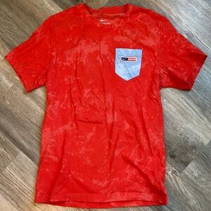 Nike Tie Dye Effect T-Shirt with Light Blue Pocket